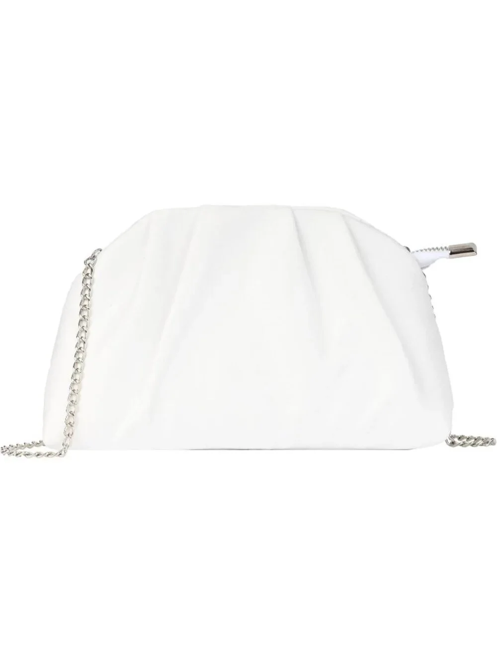 Women's White Pleated Satin Clutch Purse Formal Evening Wedding Bag